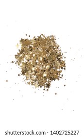 Gold Star Confetti Pile On White Background