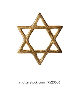 Gold Star Of David; Isolated On White; Square Composition