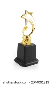 Gold Star Trophy Cup On White Background