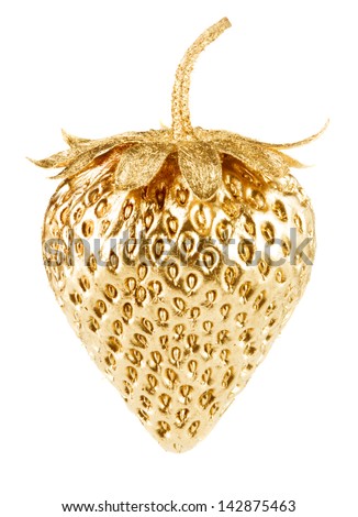 Gold strawberry isolated on white