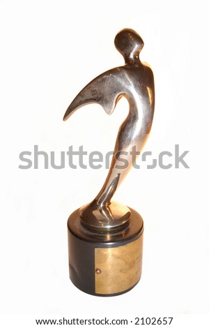 A gold Telly award for me as Executive Producer, isoalted on a white background