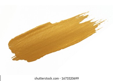 Gold Texture Paint Stain On White Background