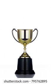 Gold Trophy Over White Background