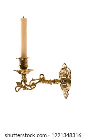 Gold Wall Candle Holder On A White Background