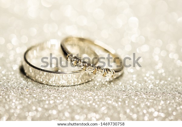 Gold Wedding Rings Glitter Background Stock Photo (Edit Now) 1469730758