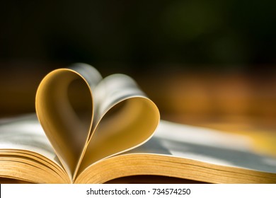 Gold wedding rings, heart book, background blur - Powered by Shutterstock