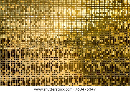 Gold yellow square mosaic tiles for texture background