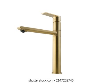 Gold,bathroom,Kitchen Mixer Metal Faucet Isolated White Background
