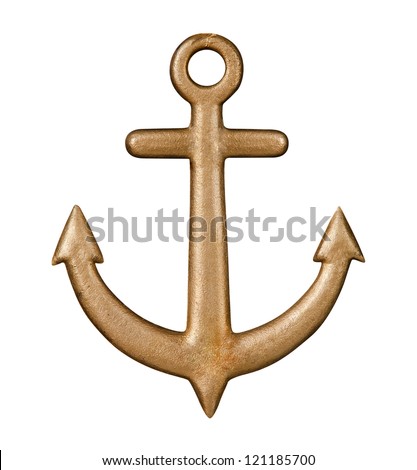 Golden  anchor isolated on a white background