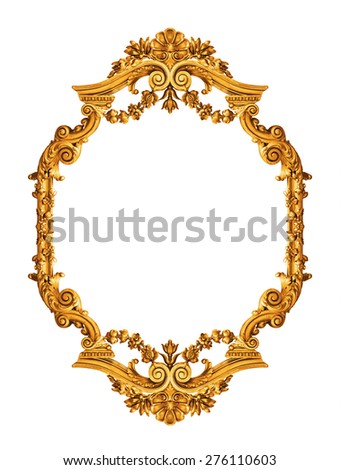 Golden antique frame isolated on white 