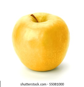 Golden Apple Isolated On White Background