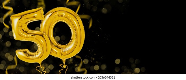 Golden balloons with copy space - Number 50 - Shutterstock ID 2036344331