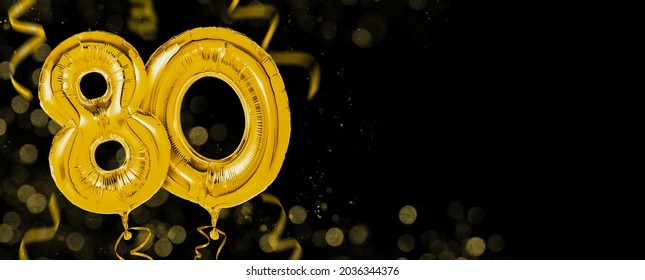 Golden balloons with copy space - Number 80