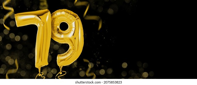 Golden balloons with copy space - Number 79