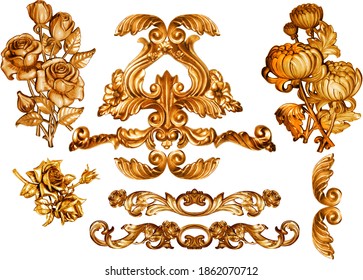 Golden Baroque And  Ornament Elements