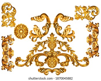 golden baroque and  ornament elements - Shutterstock ID 1870045882