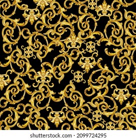 golden baroque and  ornament elements - Shutterstock ID 2099724295