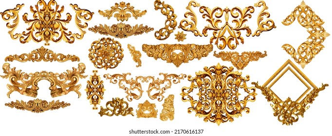 golden baroque and  ornament elements - Shutterstock ID 2170616137