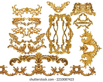 Golden baroque and  ornament elements
 - Shutterstock ID 2210087423