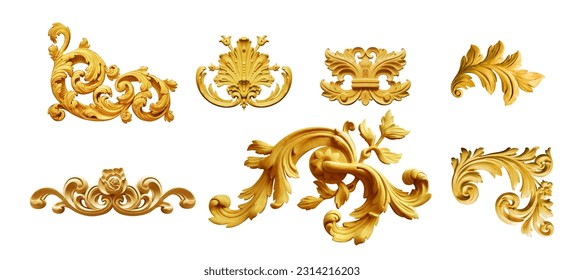 Golden baroque and  ornament elements
 - Shutterstock ID 2314216203