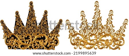 Golden baroque and  ornament elements golden crown