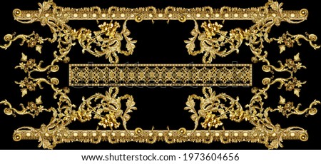 golden baroque ornament on white background
