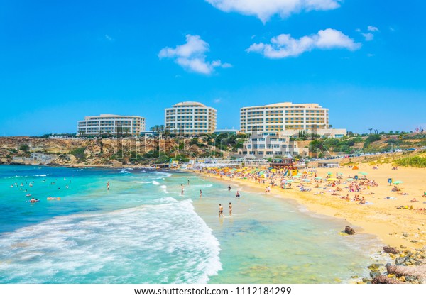 Golden Bay Beach On Malta Stock Photo 1112184299 | Shutterstock