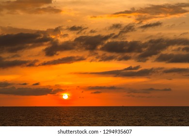 Golden beautiful sunset on the sea