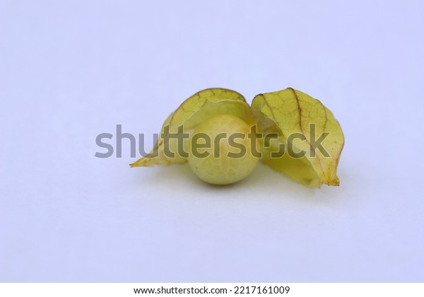 Golden berry aka Groundcherry fruit isolated\
on white background