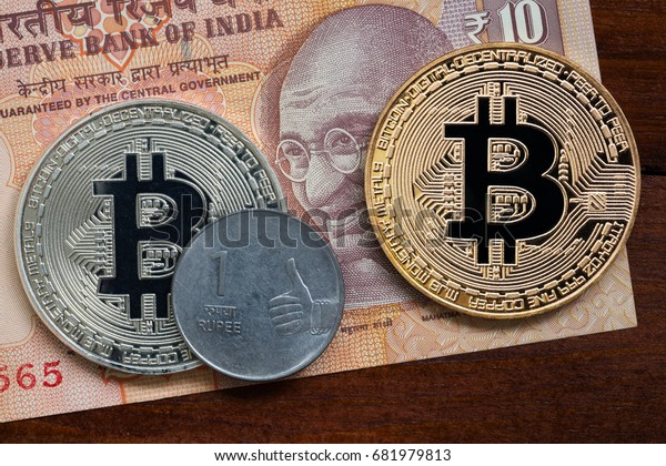 Golden Bitcoin Indian Rupee Money Bitcoin Stock Photo Edit Now - 