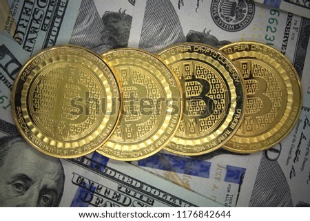 Golden Bitcoins On Us Dollars Bitcoin Crypto Stock Photo Edit Now - 