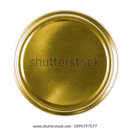 Golden bottle lid isolated on white background, top view