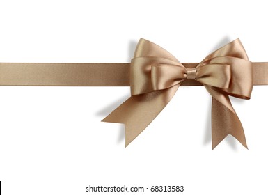 Golden Bow Isolated On White Background