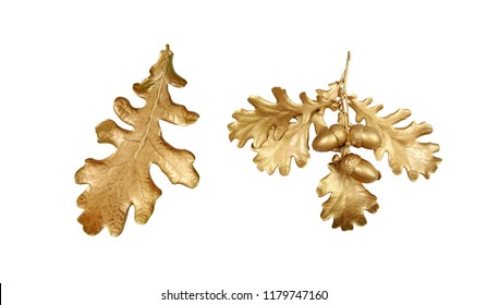 golden branch of oak. decorative autumn leaves. festive decoration.