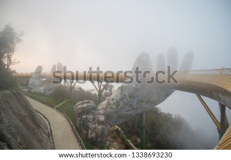 The Golden Bridge in the Ba Na Hills, supported by a pair of giant hands.Da nang ,Vietnam