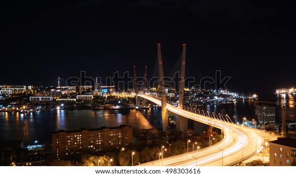 Golden Bridge over the Golden Horn Bay,\
Vladivostok, Russia.