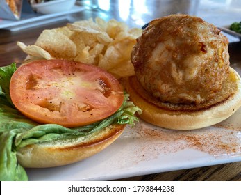 Golden Brown Crab Cake Sandwich