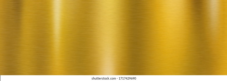 Golden brushed metal surface. Long metallic texture with shiny light reflections for a background
