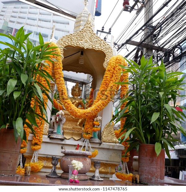 Golden Buddha Statue Small Temple Decorated Stock Photo Edit Now