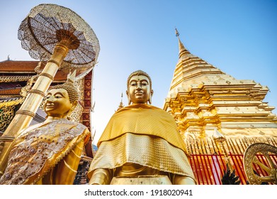 Golden Buddha statues at Wat Phra That Doi Suthep (Chiang Mai, Thailand)