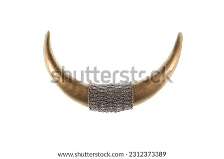 golden bull horn isolated on white background