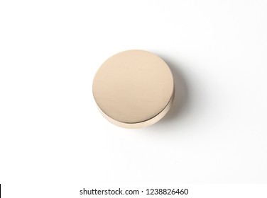 Golden Button, badge pin brooch isolated on white - Shutterstock ID 1238826460