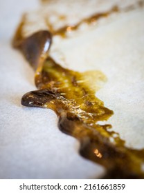 Golden Cannabis Rosin Extracted With A Heat Press