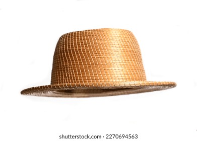 golden capim hat brazilian craft natural straw broad brim hat isolated on white background - Powered by Shutterstock