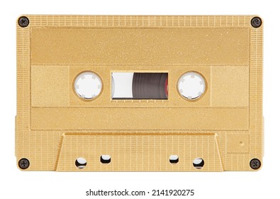 A golden cassette tape  on the white background - Shutterstock ID 2141920275
