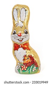 Golden Chocolate Easter Bunny, Isolated