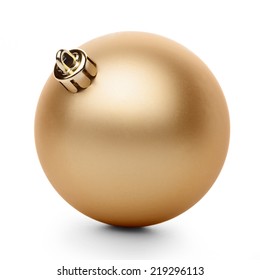 Golden Christmas Ball Isolated On White Background