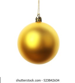 Golden Christmas Ball Isolated On White