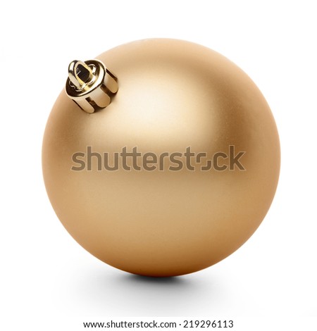 Golden christmas ball isolated on white background