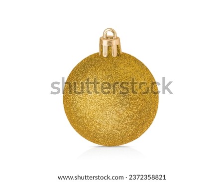 Golden Christmas Ornaments isolated on white background.
